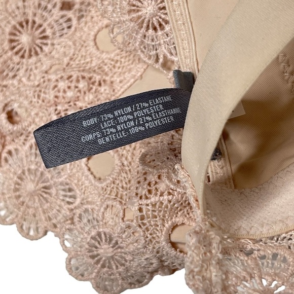 Aerie Bralette Womens Small Lace Daisy Chain V Neck Racerback Bra Pink Blush - Picture 10 of 11